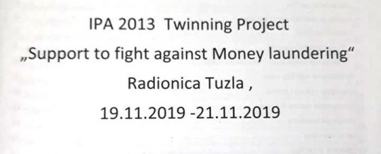 Uprava policije –  Twining projekat IPA 2013 “Podrška borbi protiv pranja novca”